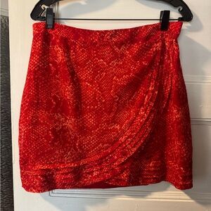 Tamar Skirt in Red Orange Snake NBD